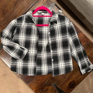 SHEIN Black and White Plaid Kids Button-Up Shirt